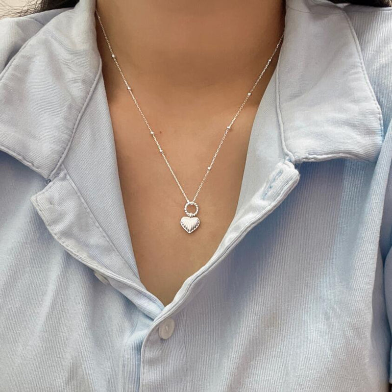 S925 silver geometric heart clavicle chain, view 2 - MRSLM