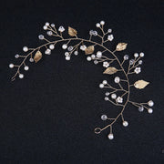 pearl flower leaf headband crown, view 4 - MRSLM