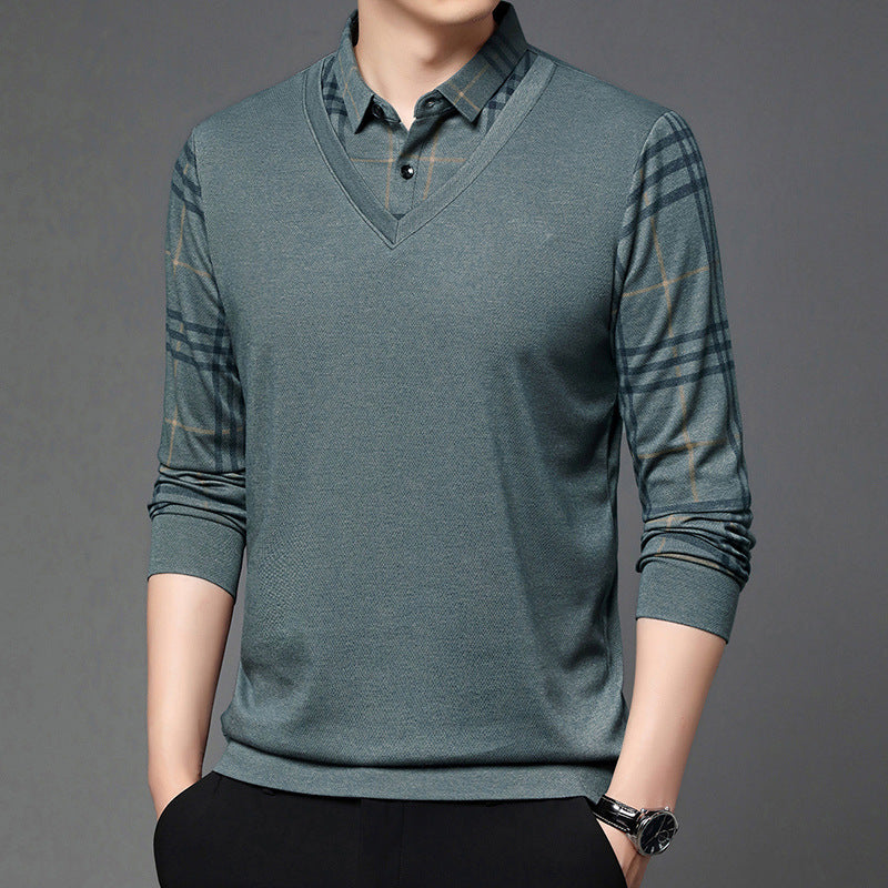 fake two-piece lapel men's t-shirt, view 6 - MRSLM