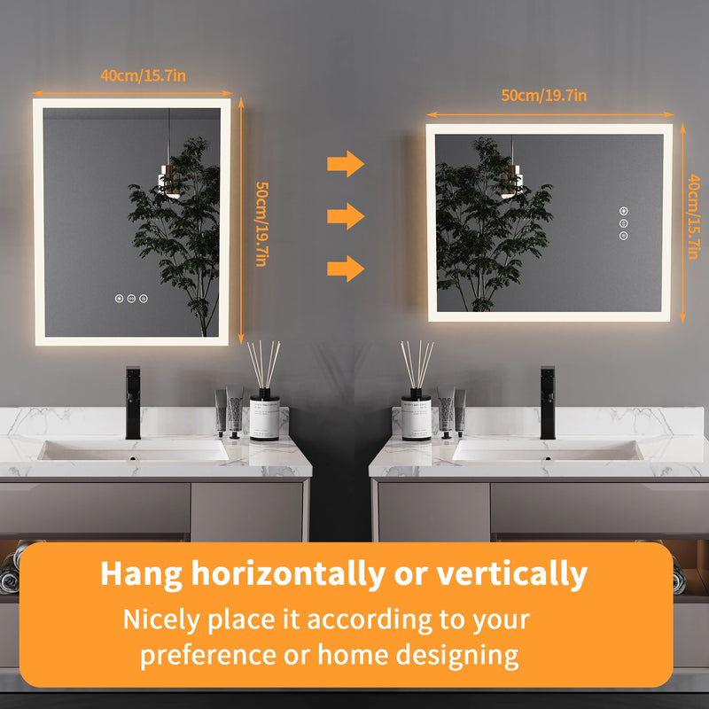 LED lighted anti-fog bathroom mirror, view 6 - MRSLM