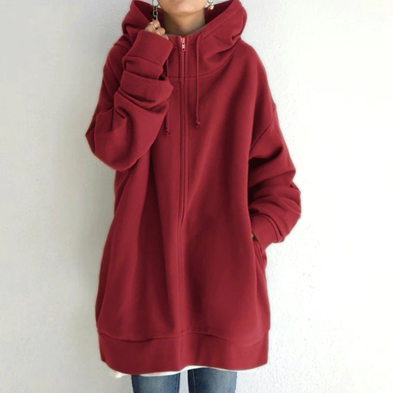 women's fuzzy full-zip long hoodie, view 4 - MRSLM