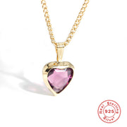S925 silver topaz heart pendant necklace, view 4 - MRSLM