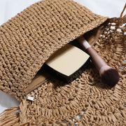 handwoven tassel straw crossbody bag, view 5 - MRSLM