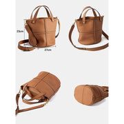 Genuine leather bucket tote bag, view 8 - MRSLM