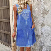 Sapphire blue camisole dress, view 2 - MRSLM
