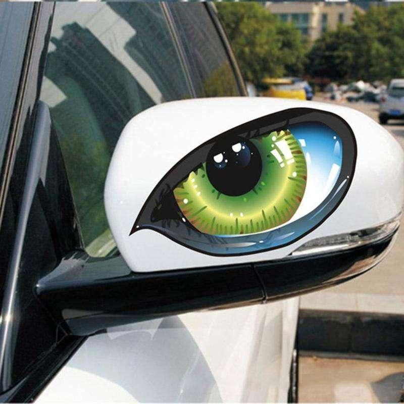 reflective green cat eyes car stickers, view 2 - MRSLM