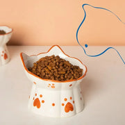 elevated cat ceramic food bowl set, view 4 - MRSLM