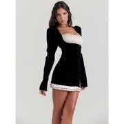 long sleeve backless mini dress, view 6 - MRSLM