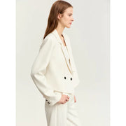 women's short blazer with lapel collar, view 4 - MRSLM