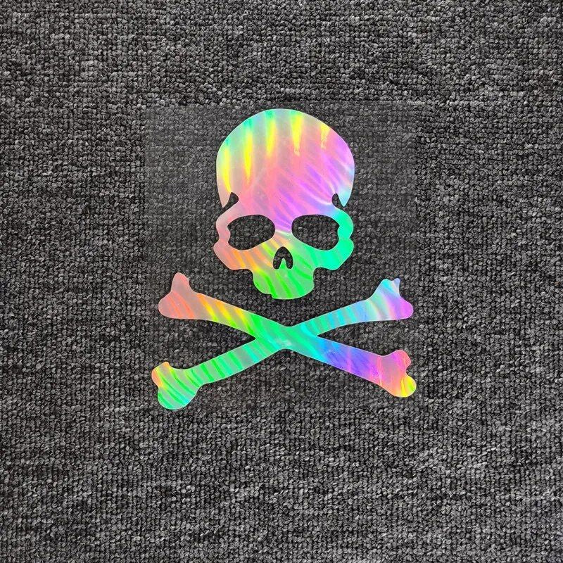 Reflective skull and crossbones car sticker, view 3 - MRSLM