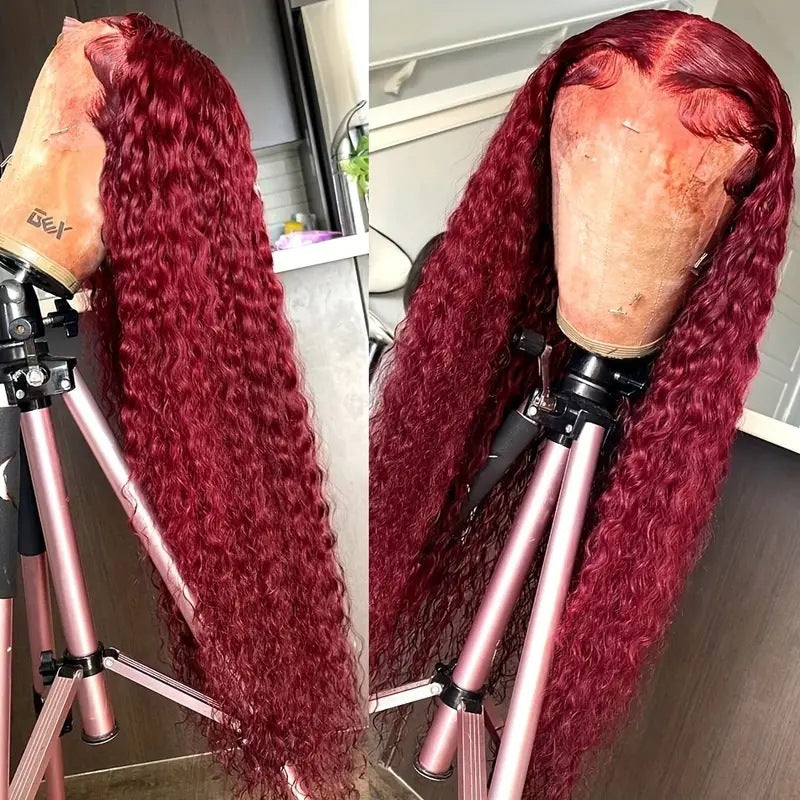 wine red curly hair wig, view 2 - MRSLM