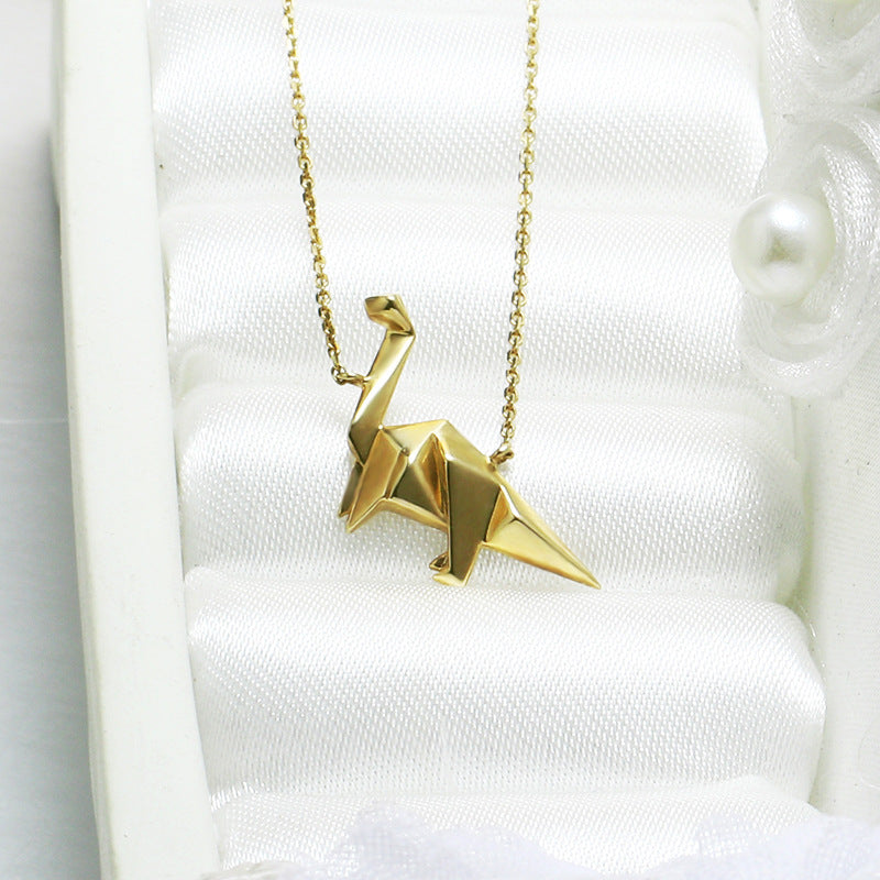 sterling silver dinosaur necklace, view 3 - MRSLM