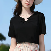 V-neck hollow-out T-shirt, view 2 - MRSLM