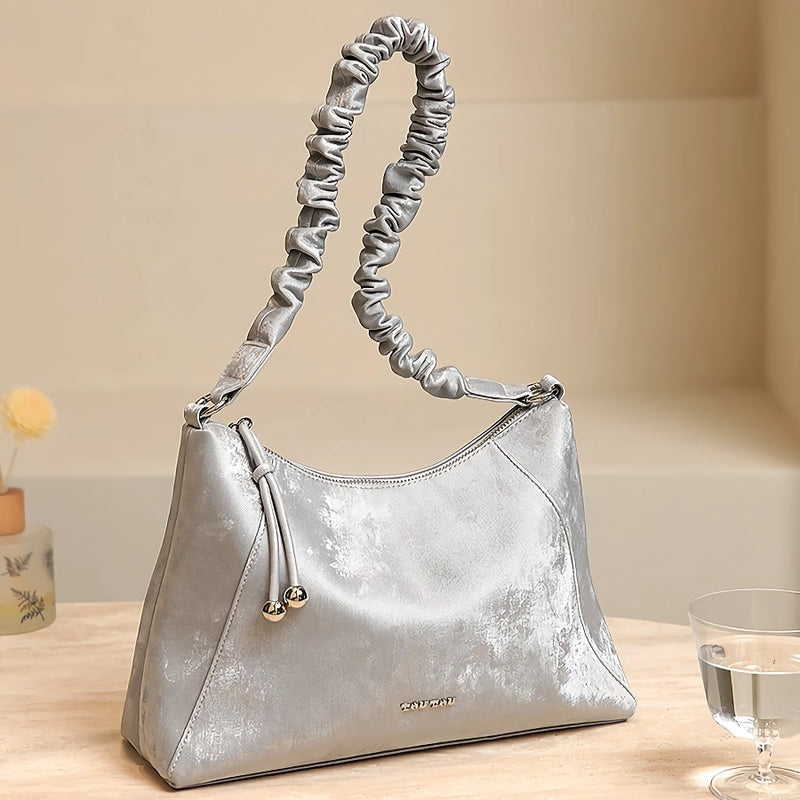 women's silver pu shoulder bag, view 4 - MRSLM