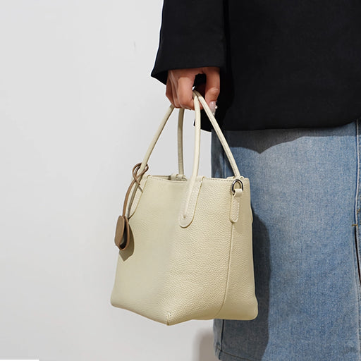 Genuine leather retro bucket bag - MRSLM