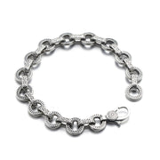 sterling silver antique ring buckle bracelet, view 2 - MRSLM