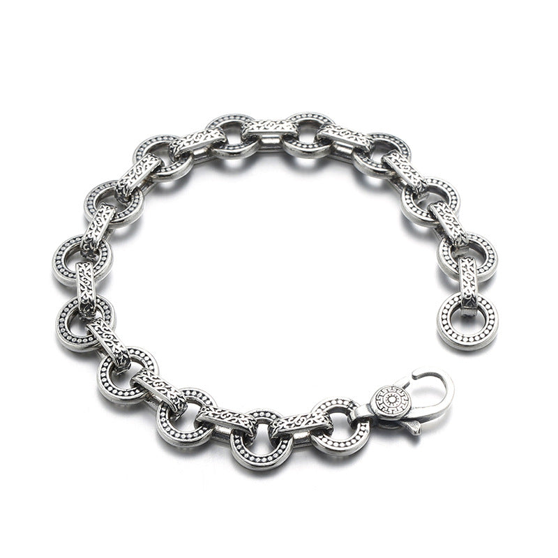sterling silver antique ring buckle bracelet, view 2 - MRSLM