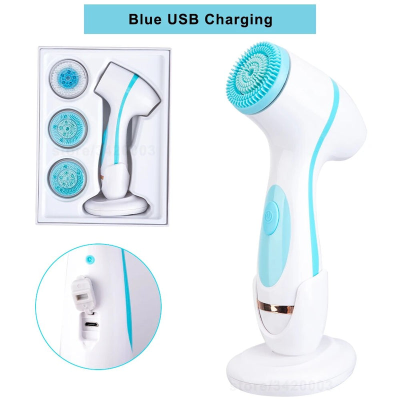3-in-1 sonic facial cleansing brush, view 3 - MRSLM