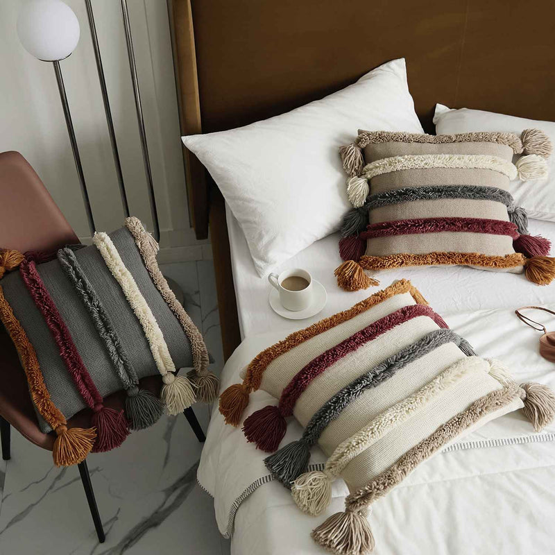 bohemian tufted cushion cover, view 9 - MRSLM