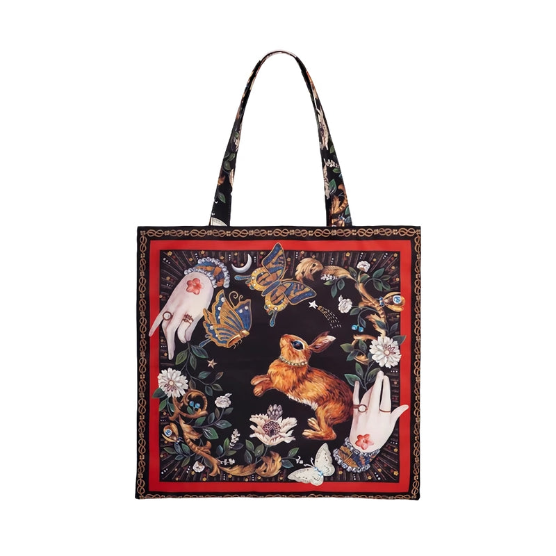 animal print canvas tote bag, view 2 - MRSLM
