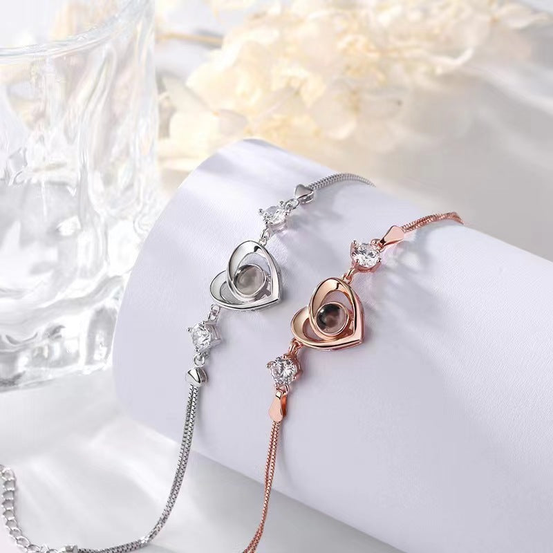 s925 silver heart projection bracelet, view 4 - MRSLM