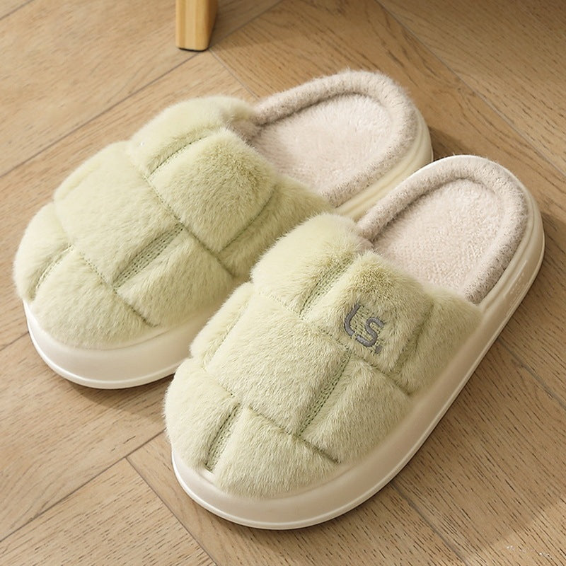 plaid plush cotton slippers, view 8 - MRSLM