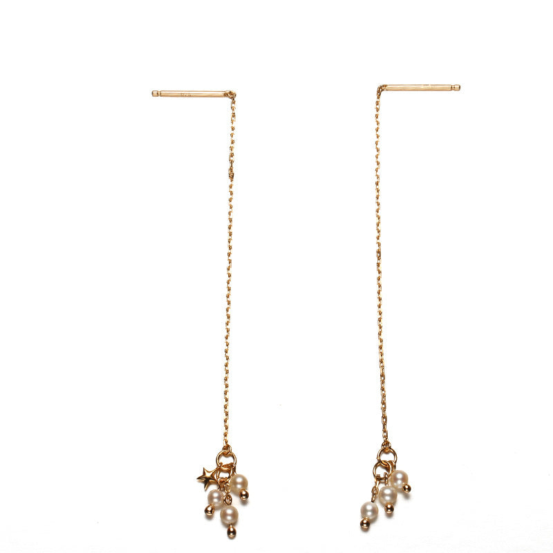 natural freshwater pearl star ear wires, view 5 - MRSLM