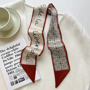 floral satin hair ribbon scarf, view 6 - MRSLM