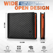 men's carbon fiber leather trifold wallet, view 7 - MRSLM