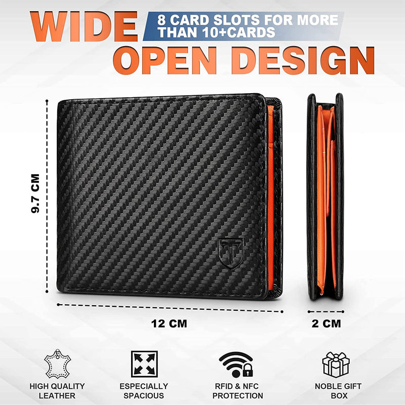 men's carbon fiber leather trifold wallet, view 7 - MRSLM