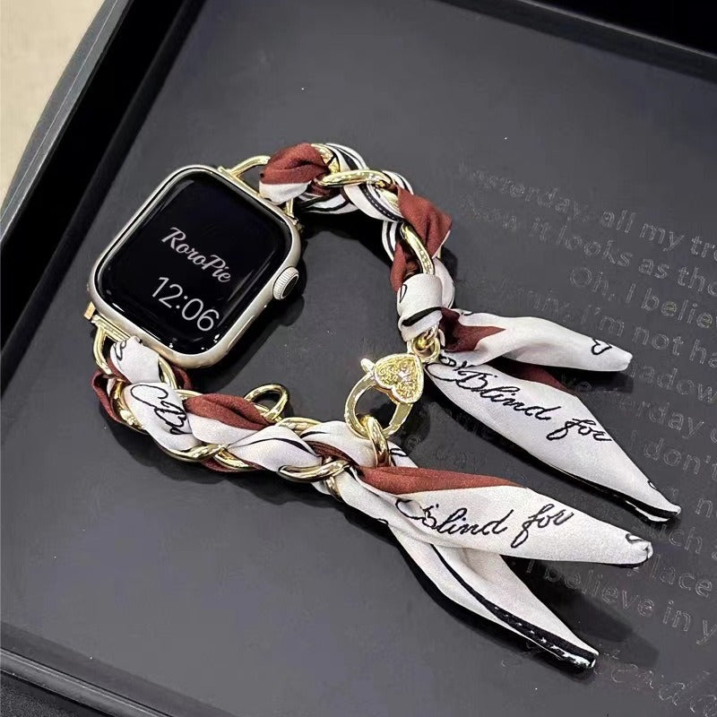 women's watch strap scarf and metal chain, view 8 - MRSLM