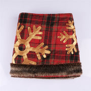 Christmas snowflake plaid tree skirt, view 4 - MRSLM