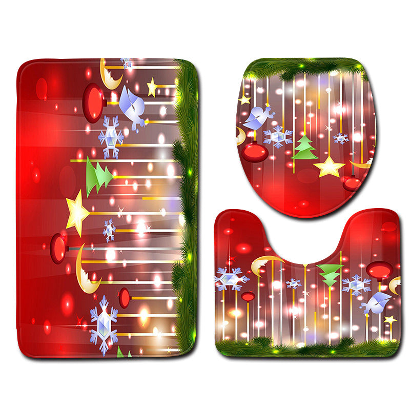 Christmas snowman 3-piece bathroom mat set, view 5 - MRSLM