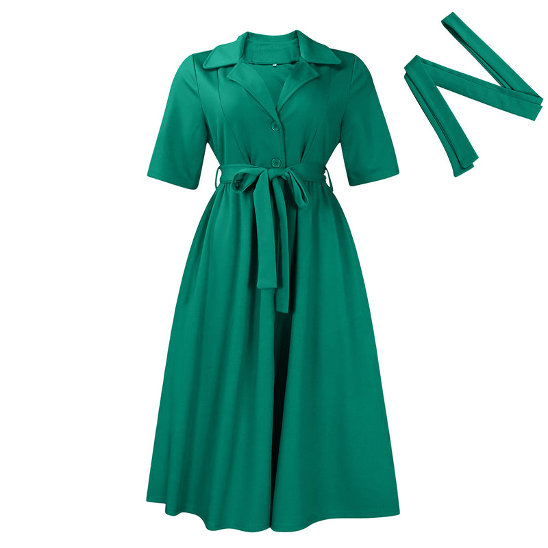 short sleeve suit collar dress, view 6 - MRSLM
