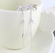 women's crystal long tassel earrings - MRSLM