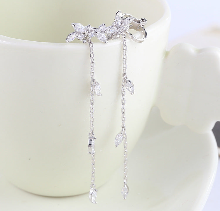 women's crystal long tassel earrings - MRSLM
