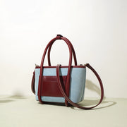 Mini denim and leather crossbody tote, view 2 - MRSLM