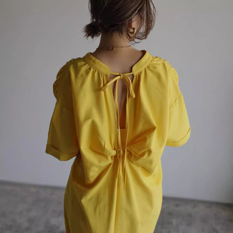 Women's casual long cotton dress, view 3 - MRSLM