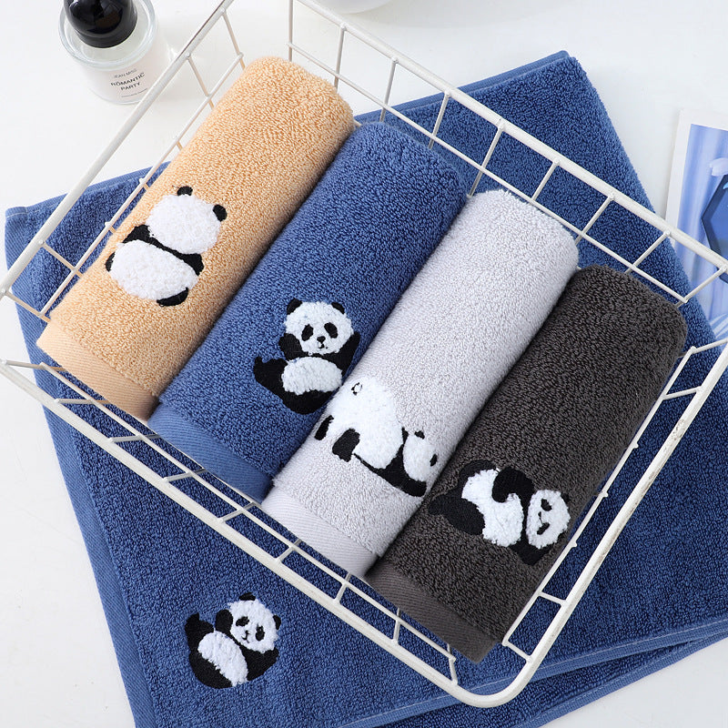 Panda embroidered cotton face towel, view 9 - MRSLM