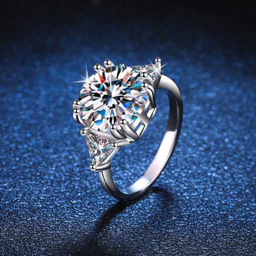5 carat moissanite silver ring, view 4 - MRSLM