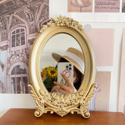 gold carved frame table mirror, view 7 - MRSLM