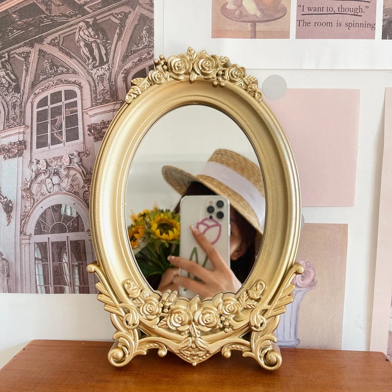 gold carved frame table mirror, view 7 - MRSLM