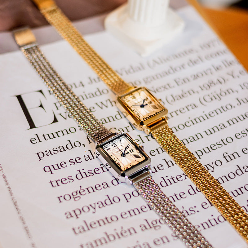 Women's rectangular Milan mesh belt watch - MRSLM