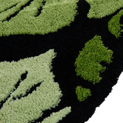 round green monstera leaf plush rug, view 5 - MRSLM