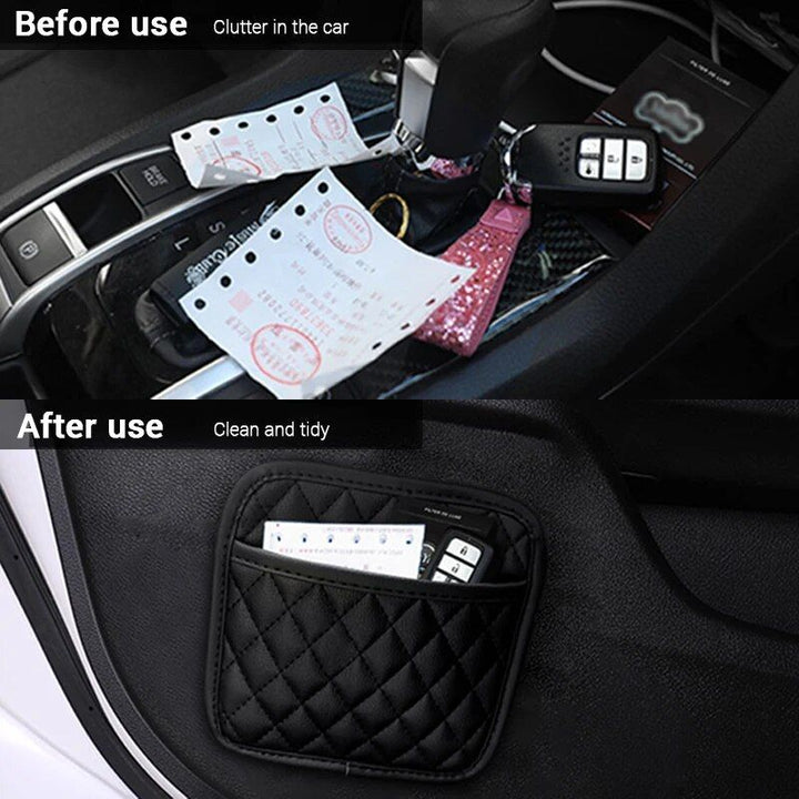 Universal PU Leather Car Storage Pocket Organizer for Essential Accessories