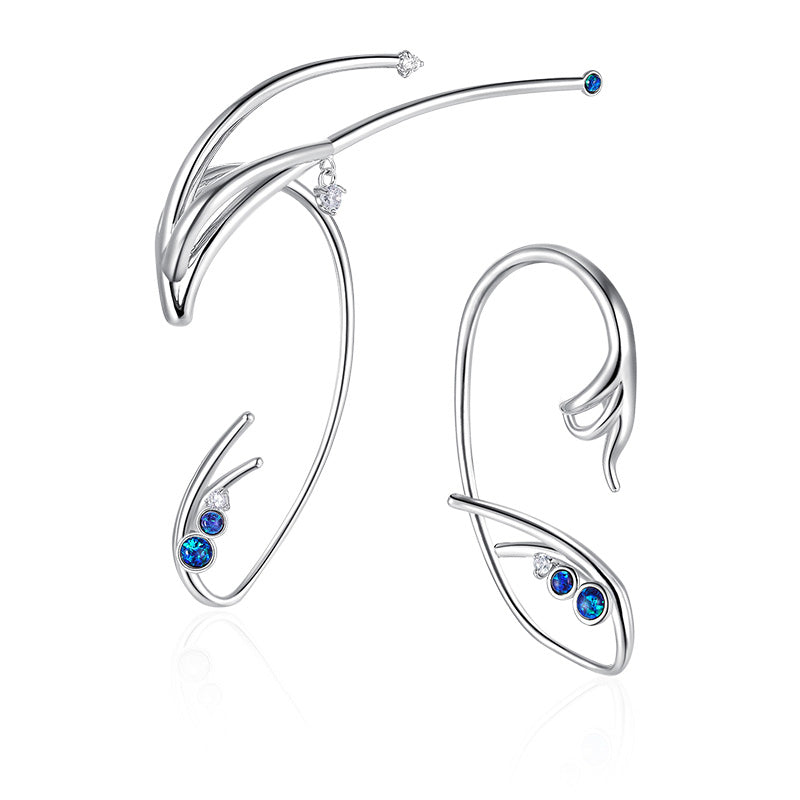 original design blue floral earrings, view 5 - MRSLM