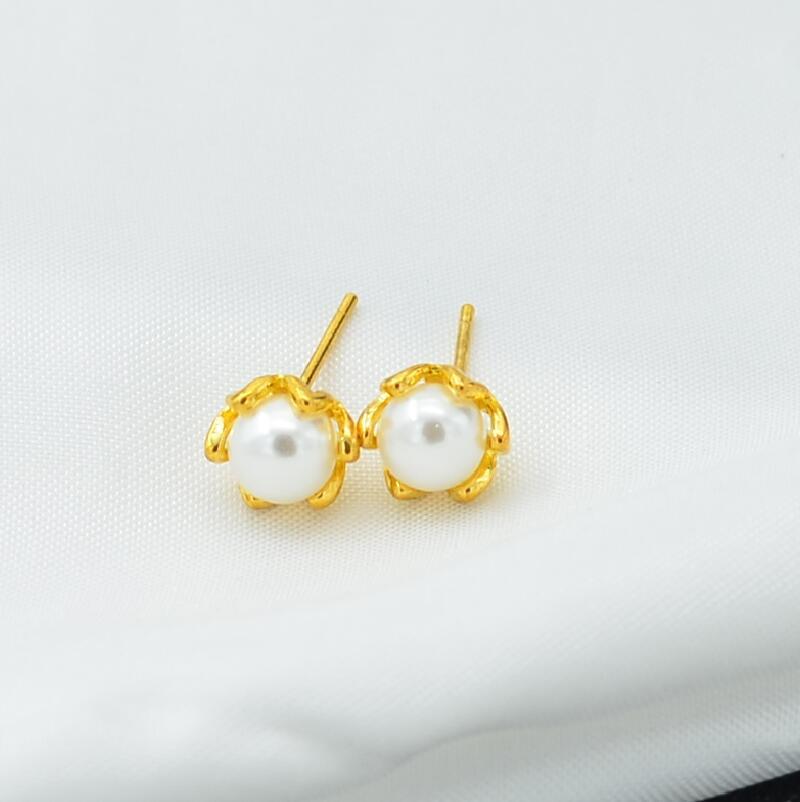 S925 silver flower pearl stud earrings, view 3 - MRSLM