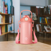large capacity stainless steel thermos bottle with straw, view 6 - MRSLM