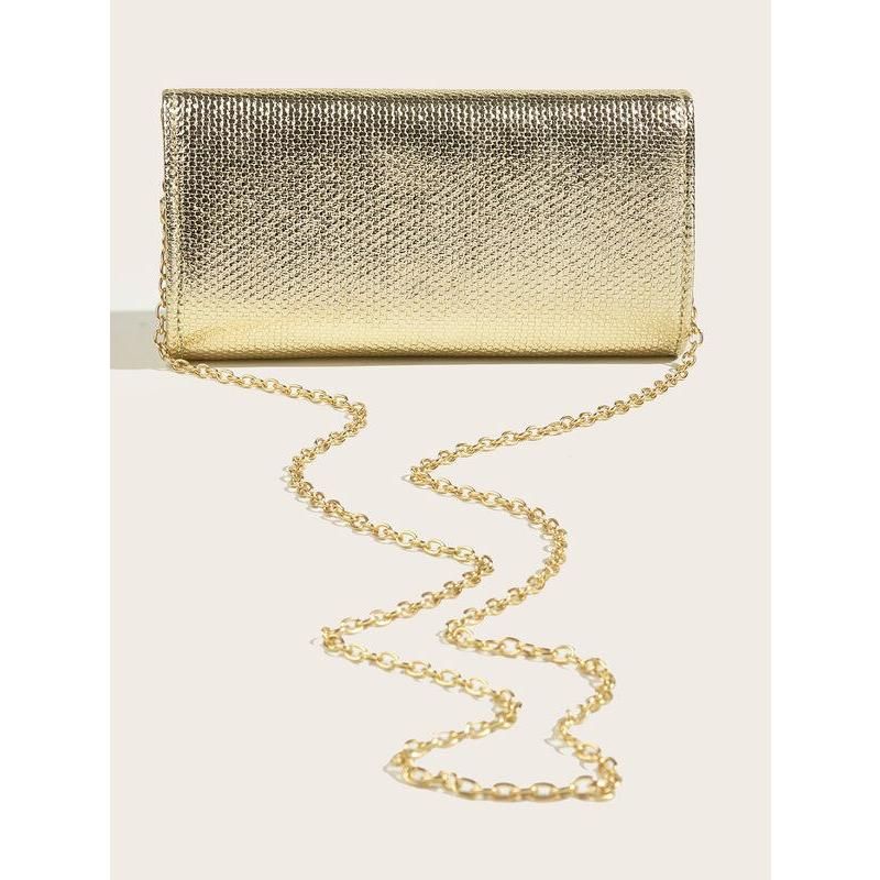 Shiny metallic clutch purse, view 6 - MRSLM