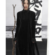 retro velvet mesh slim black dress, view 6 - MRSLM
